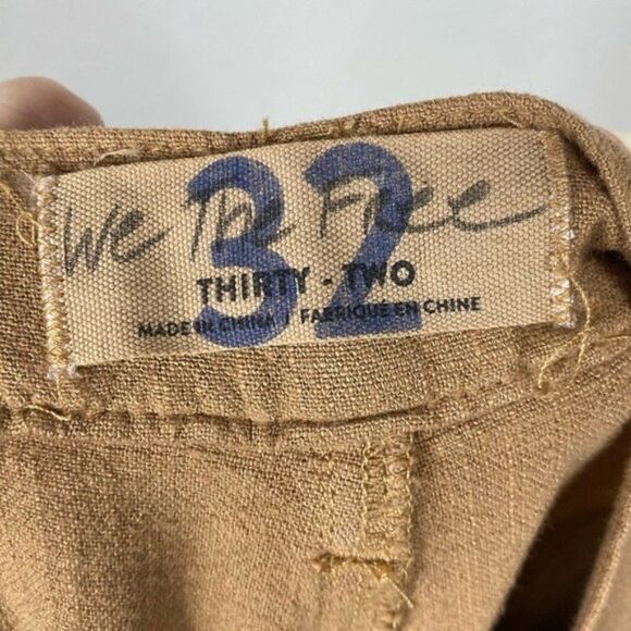 Free People Faded Love Tan Linen Blend Trouser Pants - Picture 6 of 8